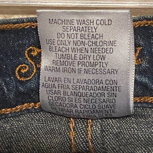 St. John's Bay Denim Pants Bootcut Dark Blue Artsy Back Pockets Size (12) - Picture 8 of 8